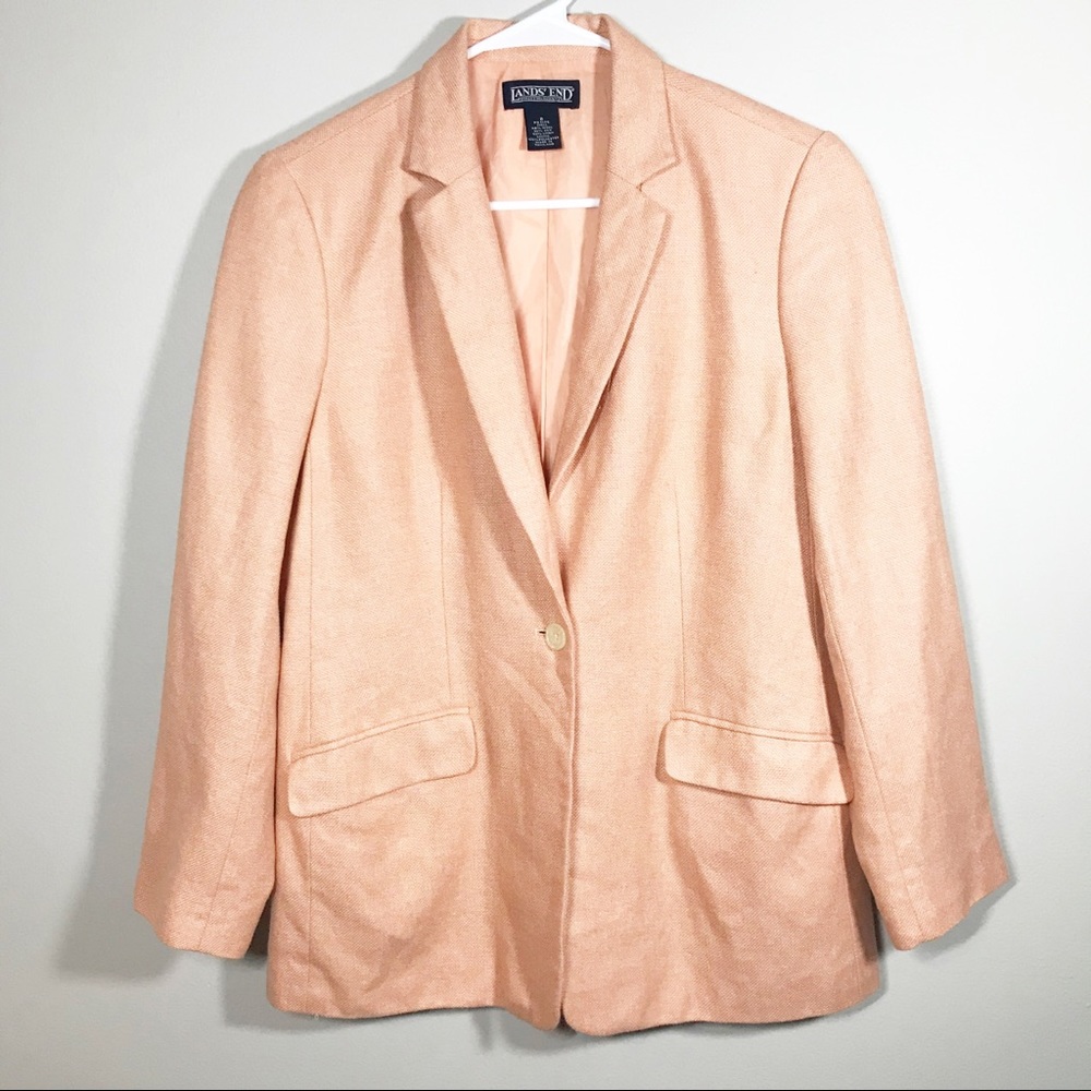 Lands’ End light orange wool silk linen blazer